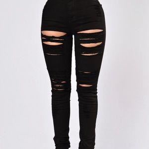 NEVER WORN CUT UP BLACK JEANS!!!